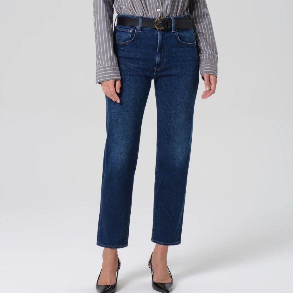 NEW Citizens of Humanity Delfina Straight Cashmere-Blend Jeans in Pierre